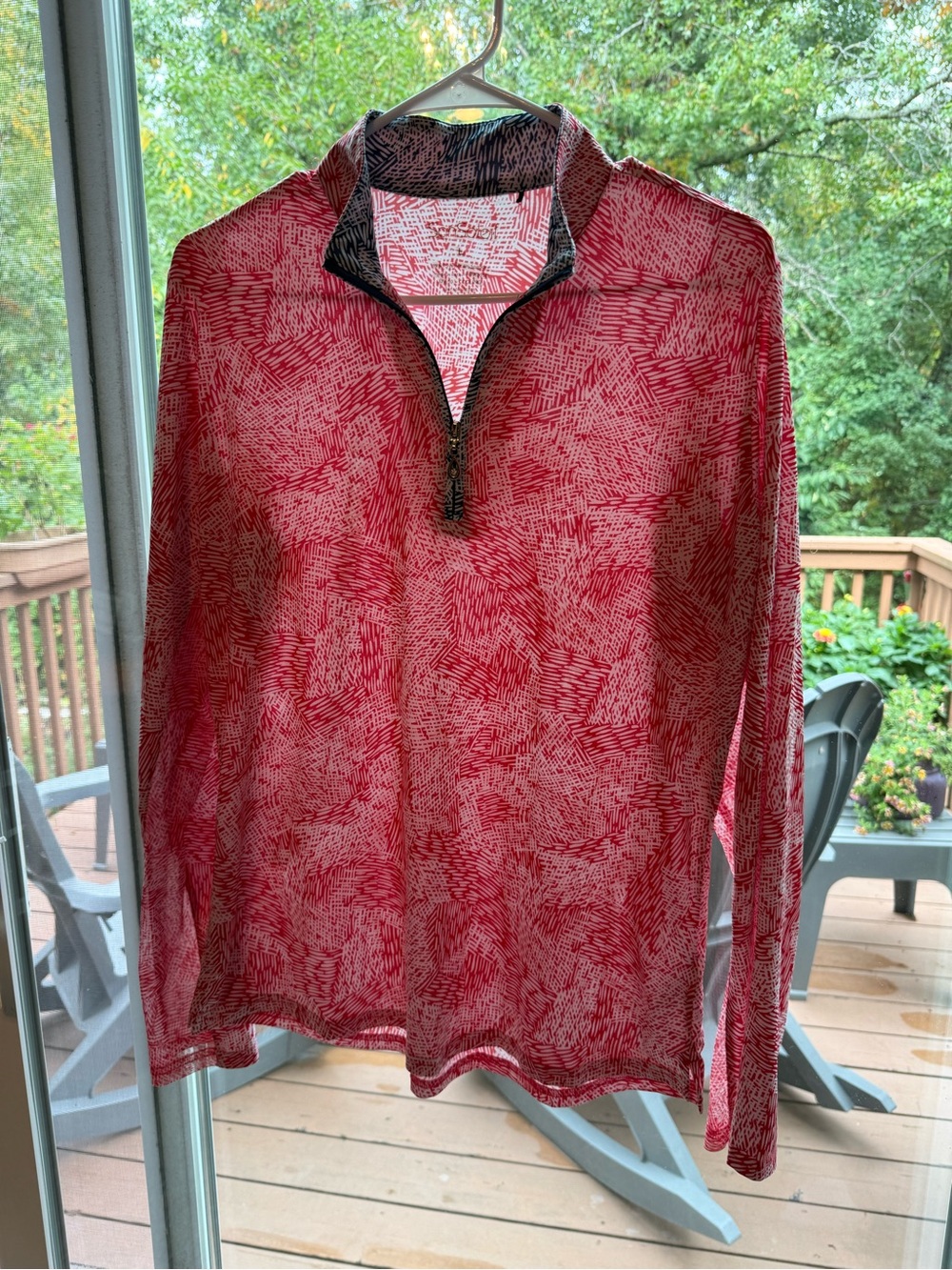Son Soleil Red and Blue Long-Sleeve Quarter-Zip Shirt